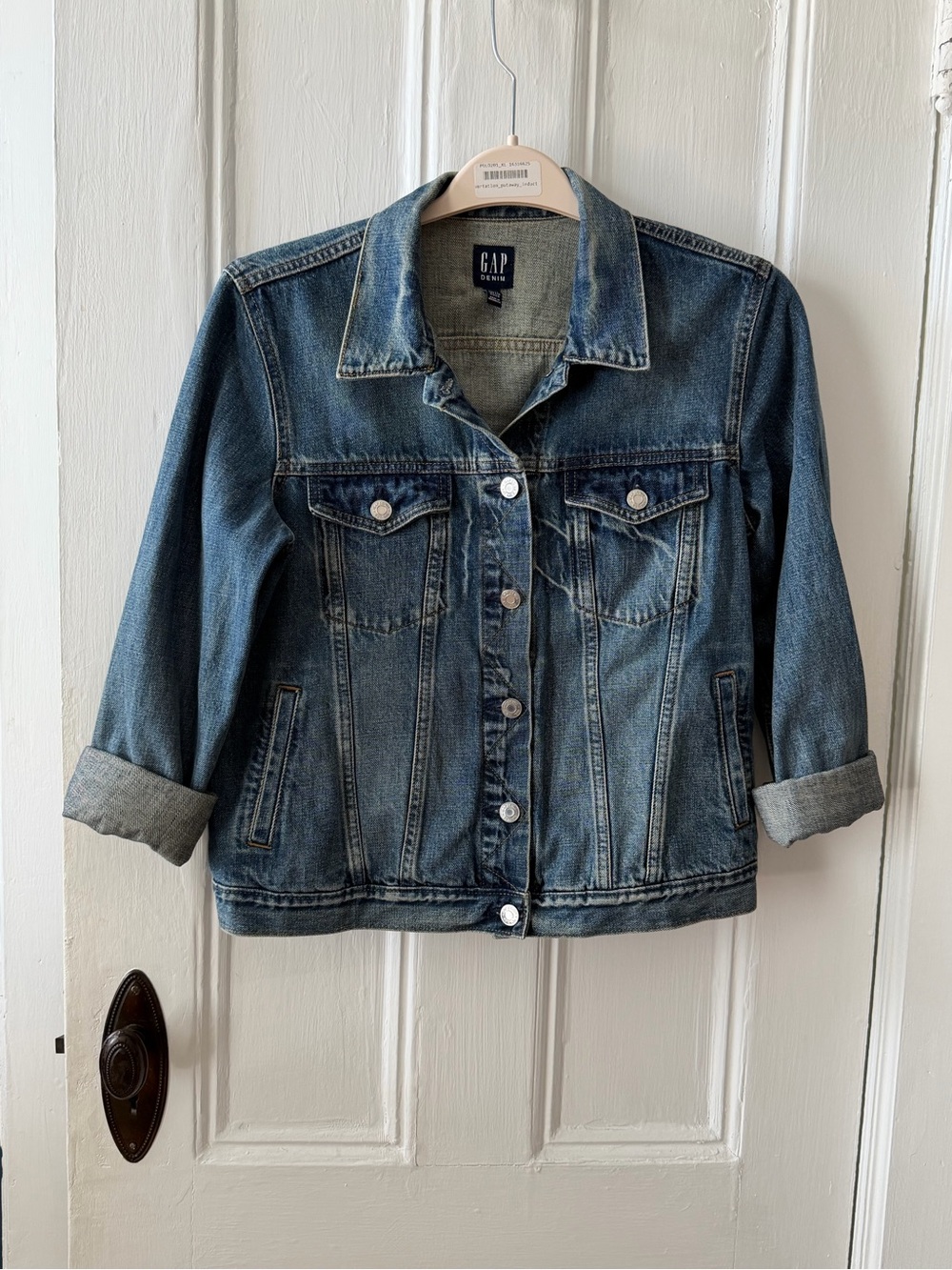 GAP Medium Wash Denim Jacket Sz large petite EUC